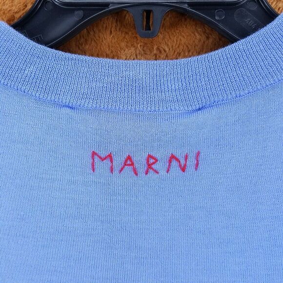 MARNI Sweater Mens Size 50 Blue Orange Stripe Pullover Lightweight Wool $975 - Picture 4 of 9